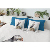 岩の水の色のパフィン、カスタム クッション