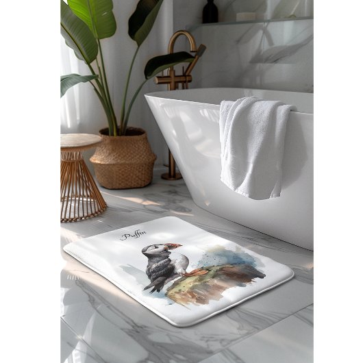 岩の水の色のパフィン、カスタム バスマット