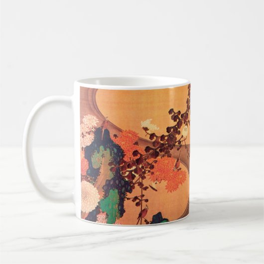 岩の流れによる菊（1760年） コーヒーマグカップ (左)