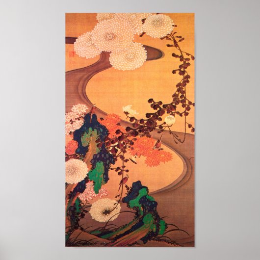 岩の流れによる菊（1760年） ポスター (正面)