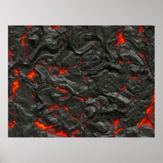 岩の火山の熱い溶岩の熱火熱沸騰 ポスター (正面)