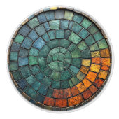 岩の石のパターンのターコイズブルーイエローレッド セラミックノブ (正面)