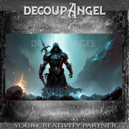 岩の間の鎧を着た戦士 – デコページ –  薄葉紙