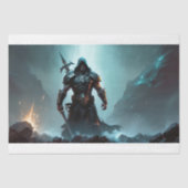 岩の間の鎧を着た戦士 – デコページ –  薄葉紙 (正面)