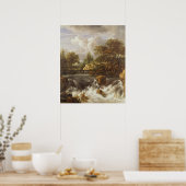 岩の風景の滝, c.1660-70 ポスター (キッチン)