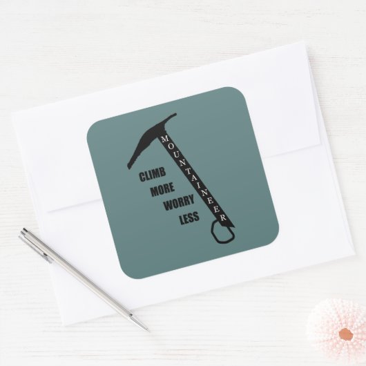 岩やる気を起こさせる登山ロッククライミングことわざ スクエアシール (封筒)
