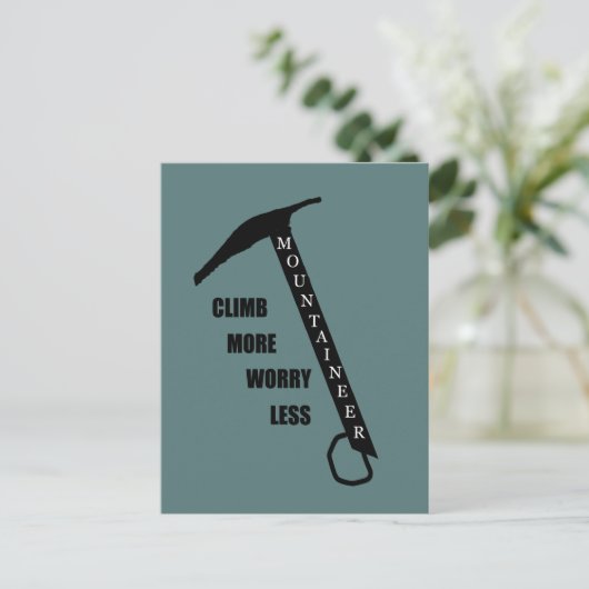 岩やる気を起こさせる登山ロッククライミングことわざ ポストカード (スタンド正面)