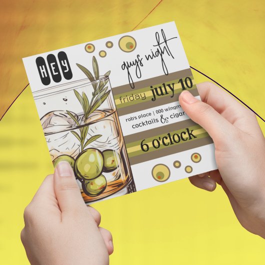 岩ガラス |オリーブ |男の子の夜 招待状