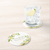 岩バラ水彩白緑ボタニカ結婚ス ラウンドペーパーコースター (インサイチュ)