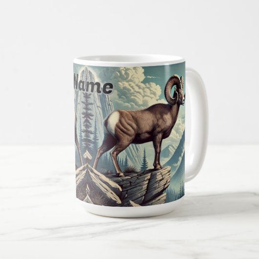 岩パーソナライズされたの多い作物の羊 コーヒーマグカップ (正面右)