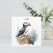 岩上のコオリウグイの水彩画、カスタム シーズンカード (スタンド正面)