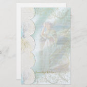 岩上の女性（オーシャン） フェイクレースライナー付き 便箋 (正面/裏面)