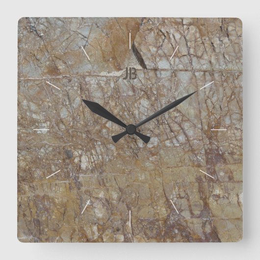 岩割れ |自然なテクスチャの石像 スクエア壁時計 (正面)
