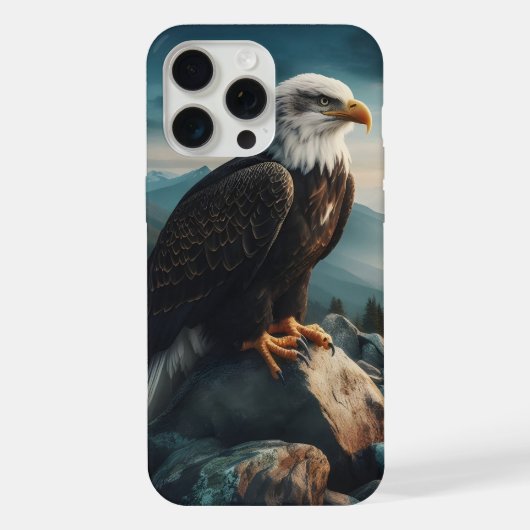 岩場にとまるワシ iPhoneケース (裏面)