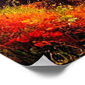 岩場に囲まれた鮮やかな海岸風景 ポスター (角)