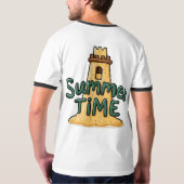 岩場のオレンジ色の掘削機のクレスト Tシャツ (裏面)
