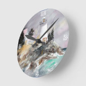 岩場の時計の灯台 ラウンド壁時計 (傾斜)
