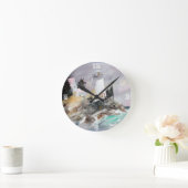 岩場の時計の灯台 ラウンド壁時計 (ホーム)