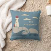 岩場の海岸の海岸の灯台 クッション (ブランケット)