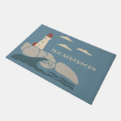 岩場の海岸の海岸の灯台 ドアマット (アングル)