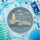 岩場の海岸の海岸の灯台 ペーパープレート (パーティー)