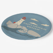 岩場の海岸の海岸の灯台 ペーパープレート (アングル)