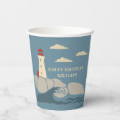 岩場の海岸の海岸の灯台 紙コップ (裏面)