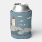 岩場の海岸の海岸の灯台 缶クーラー (缶正面)