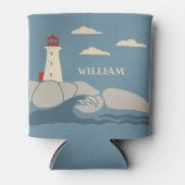 岩場の海岸の海岸の灯台 缶クーラー (正面)