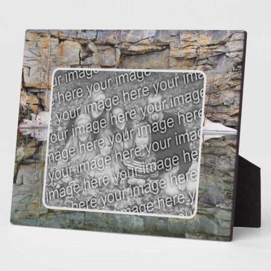 岩壁の反射の池あなたの写真を追加 フォトプラーク (側面)