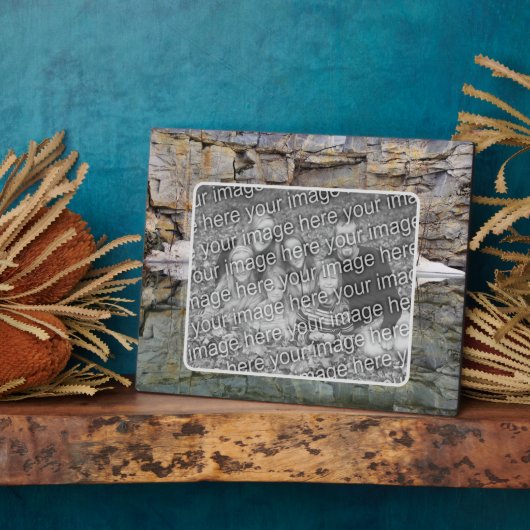 岩壁の反射の池あなたの写真を追加 フォトプラーク (側面)