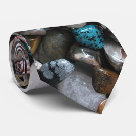 岩好き、磨いた岩、鉱物 ネクタイ