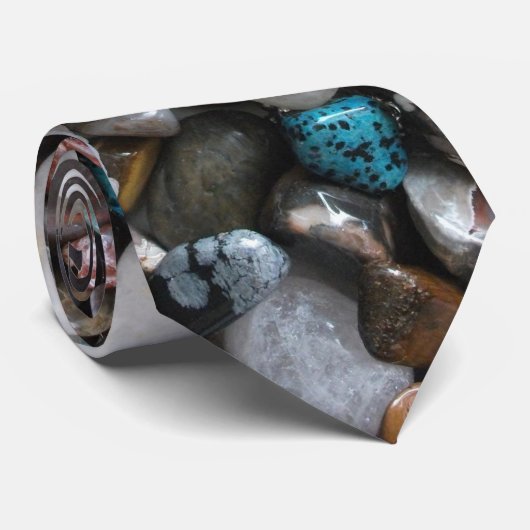岩好き、磨いた岩、鉱物 ネクタイ (ロール)