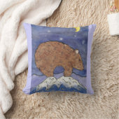 岩山クマ紫枕 クッション (ブランケット)