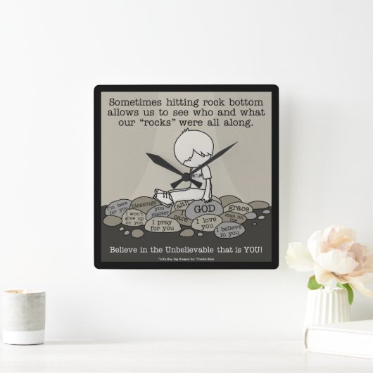 岩底 スクエア壁時計 (ホーム)