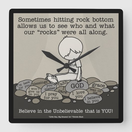 岩底 スクエア壁時計 (正面)