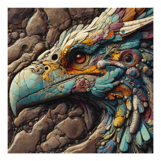岩石の中の絶滅した鳥の化石 - AIアート フォトプリント           