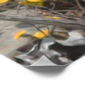 岩石油彩画の黄色い野生の花 ポスター (角)