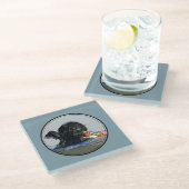 岩糸とのポルトガル水犬の水泳 ガラスコースター (アングル)