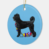 岩糸を持つポルトガル水犬のレトリーバー セラミックオーナメント (左)