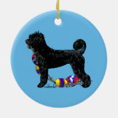 岩糸を持つポルトガル水犬のレトリーバー セラミックオーナメント (裏面)