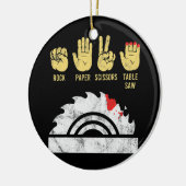 岩紙はさみテーブルソーウッドワーク セラミックオーナメント (左)