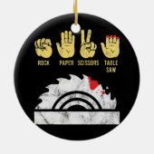 岩紙はさみテーブルソーウッドワーク セラミックオーナメント (裏面)