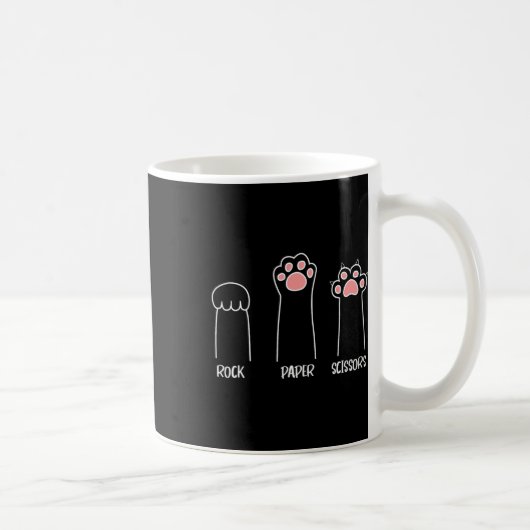 岩紙はさみハンドゲームかわいい手おもしろい猫 コーヒーマグカップ (右)