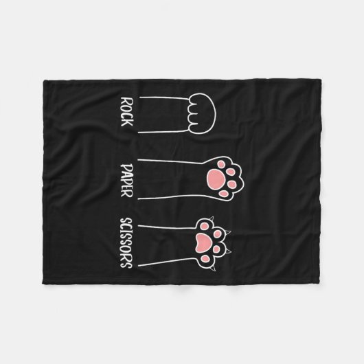 岩紙はさみハンドゲームかわいい手おもしろい猫 フリースブランケット (正面(横))