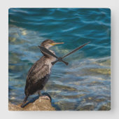 岩素晴らしの上の鵜 スクエア壁時計 (正面)