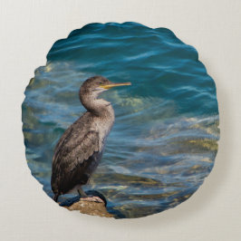 岩素晴らしの上の鵜 ラウンドクッション