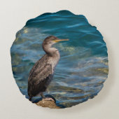 岩素晴らしの上の鵜 ラウンドクッション (裏面)