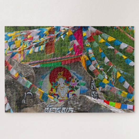 岩絵画の上の仏教 ジグソーパズル (横)