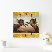 岩荷車を引く山の谷のフリシア馬 スクエア壁時計 (ホーム)